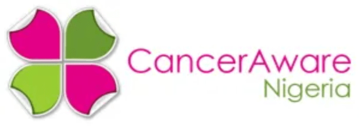 Pink and green logo for Cancer Aware Nigeria.