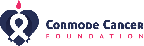 Blue and pink logo for Cormode Cancer Foundation.